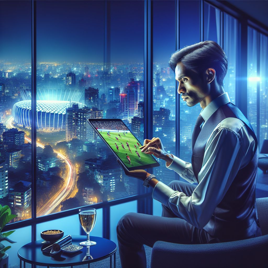 Player in Bangladesh viewing live casino options and betting features on a mobile device